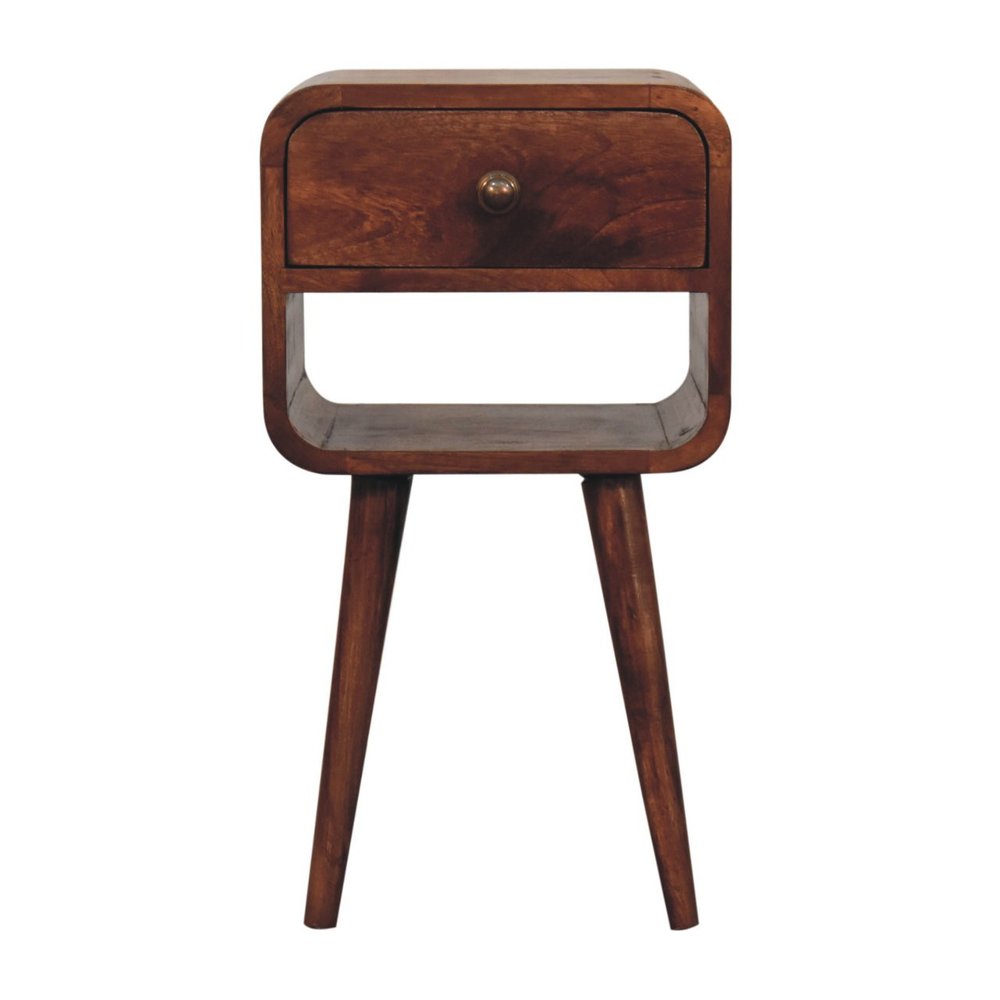 22" Dark Brown Solid Wood Square One Drawer Nightstand — view 1