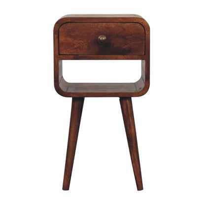 22" Dark Brown Solid Wood Square One Drawer Nightstand