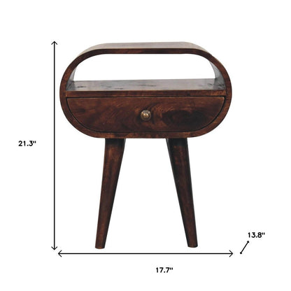 21" Walnut Solid Wood Oval One Drawer Nightstand HomeRoots