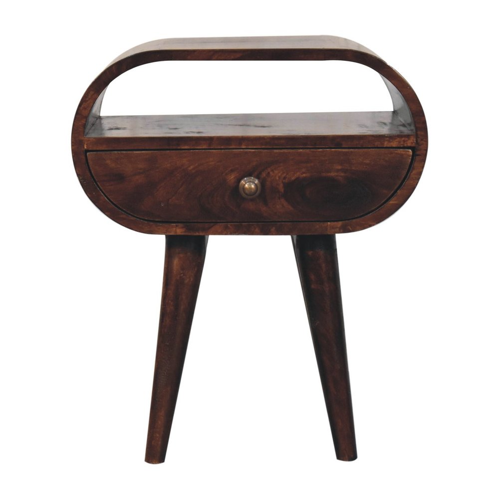21" Walnut Solid Wood Oval One Drawer Nightstand HomeRoots