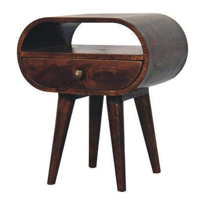21" Walnut Solid Wood Oval One Drawer Nightstand HomeRoots