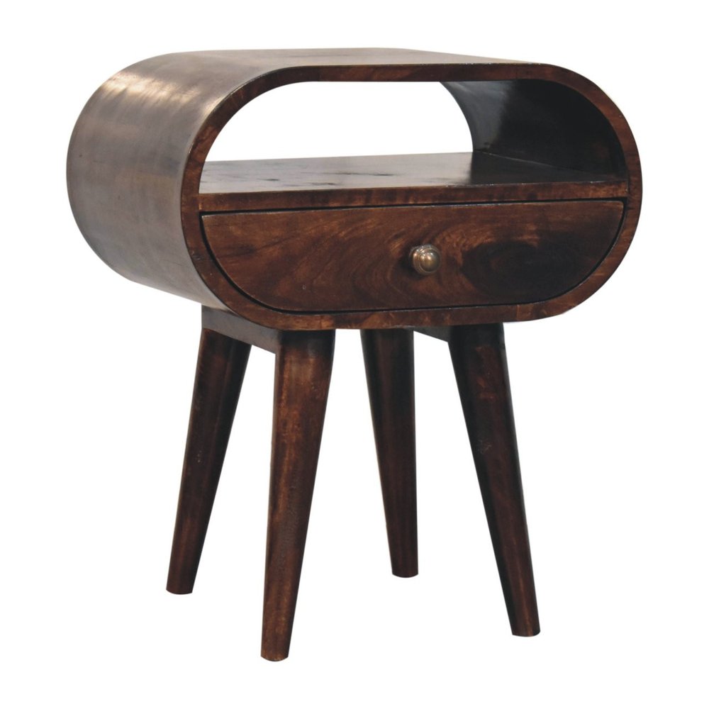 21" Walnut Solid Wood Oval One Drawer Nightstand HomeRoots