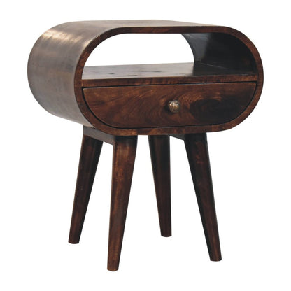21" Walnut Solid Wood Oval One Drawer Nightstand HomeRoots
