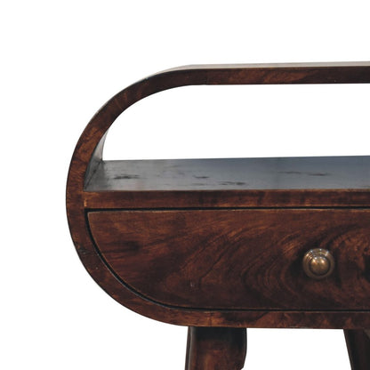 21" Walnut Solid Wood Oval One Drawer Nightstand HomeRoots