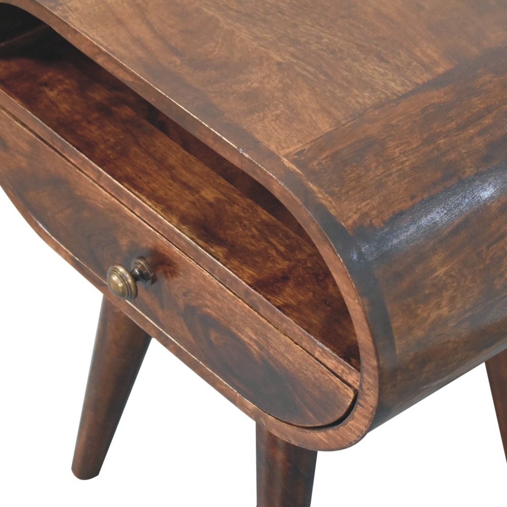 21" Walnut Solid Wood Oval One Drawer Nightstand HomeRoots