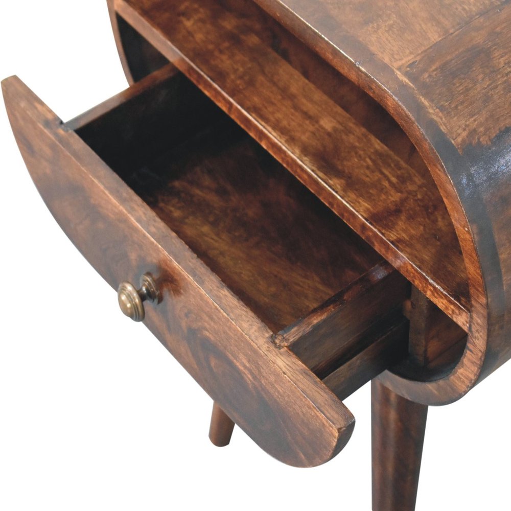 21" Walnut Solid Wood Oval One Drawer Nightstand HomeRoots