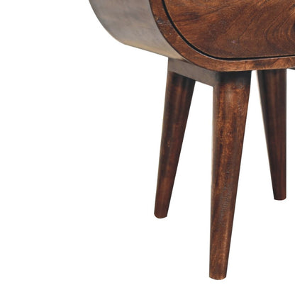 21" Walnut Solid Wood Oval One Drawer Nightstand HomeRoots