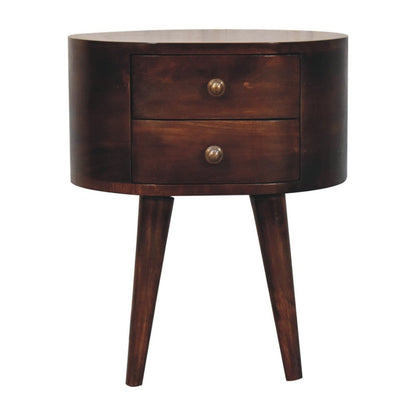 21" Walnut Solid Wood Oval Two Drawer Nightstand HomeRoots