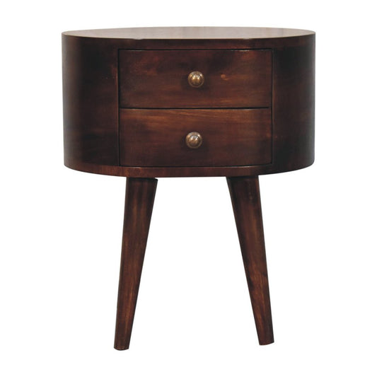 21" Walnut Solid Wood Oval Two Drawer Nightstand HomeRoots