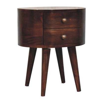 21" Walnut Solid Wood Oval Two Drawer Nightstand HomeRoots