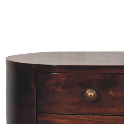 21" Walnut Solid Wood Oval Two Drawer Nightstand HomeRoots