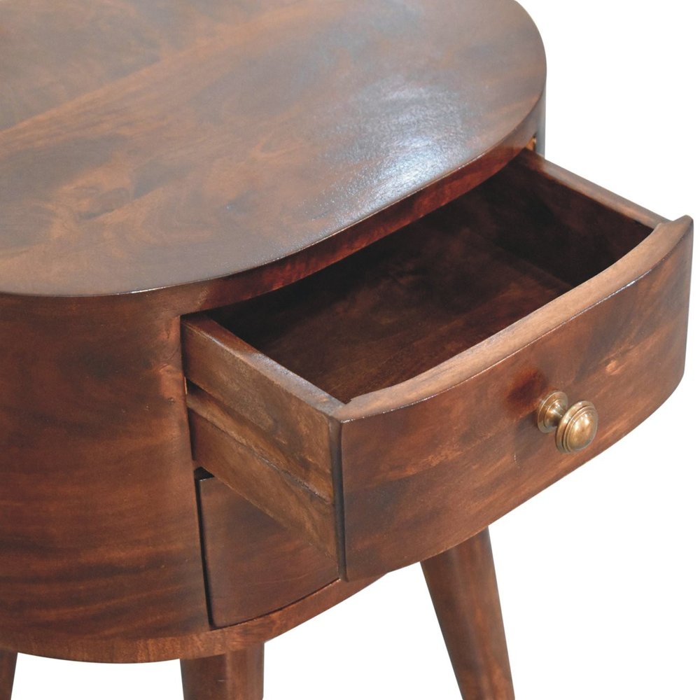 21" Walnut Solid Wood Oval Two Drawer Nightstand HomeRoots