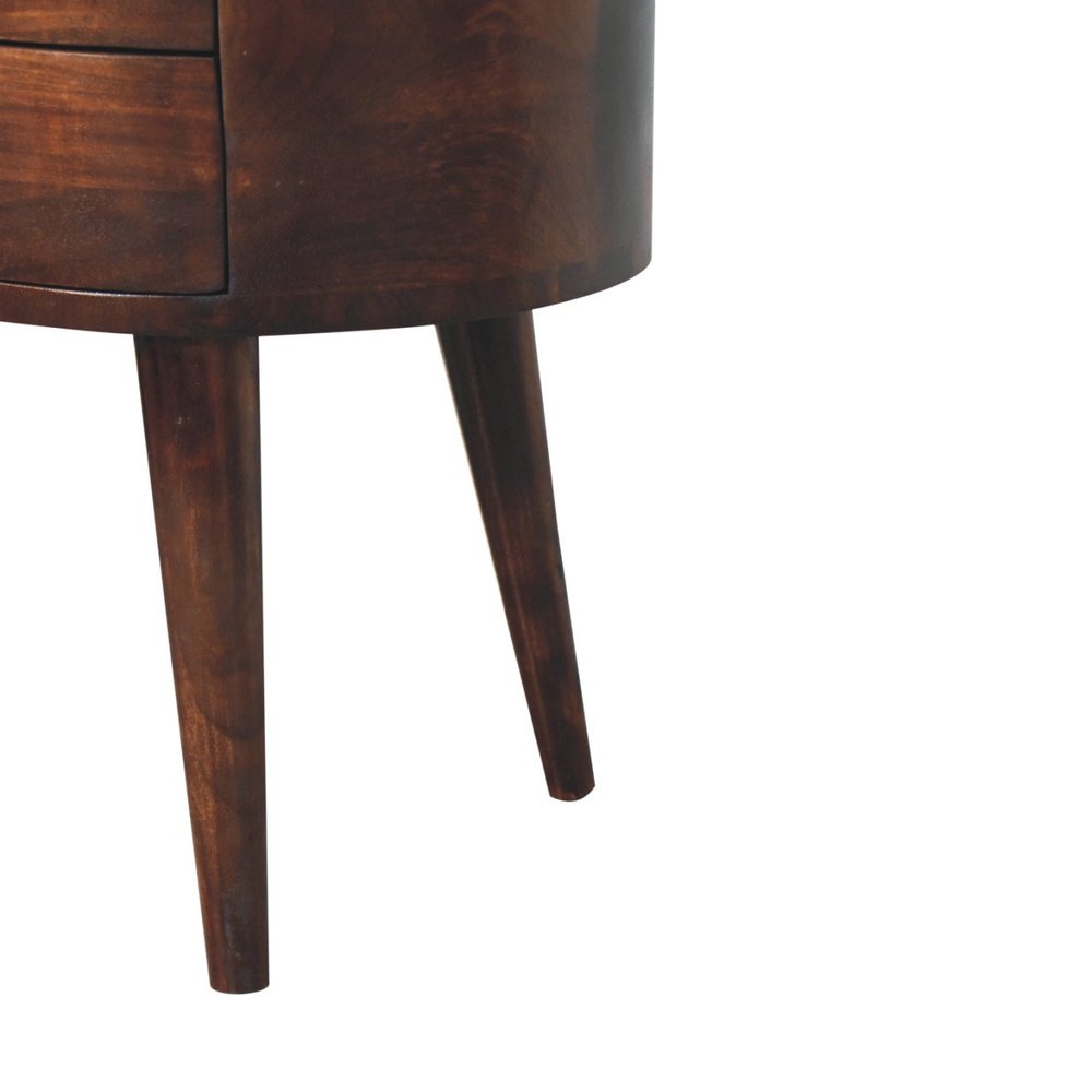 21" Walnut Solid Wood Oval Two Drawer Nightstand HomeRoots