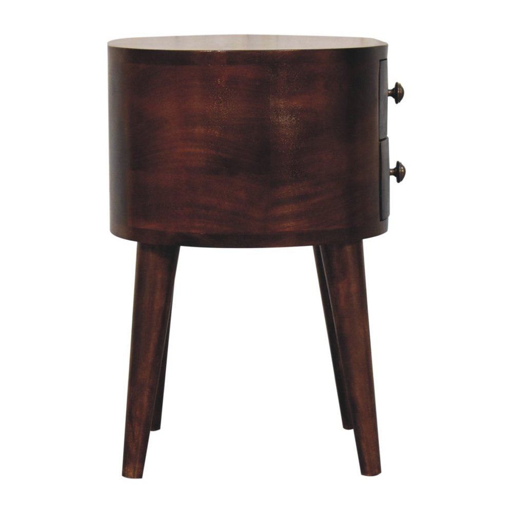 21" Walnut Solid Wood Oval Two Drawer Nightstand HomeRoots
