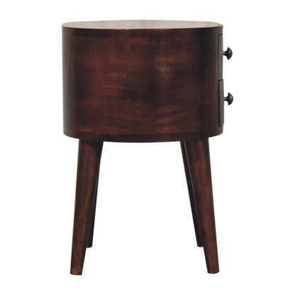 21" Walnut Solid Wood Oval Two Drawer Nightstand HomeRoots