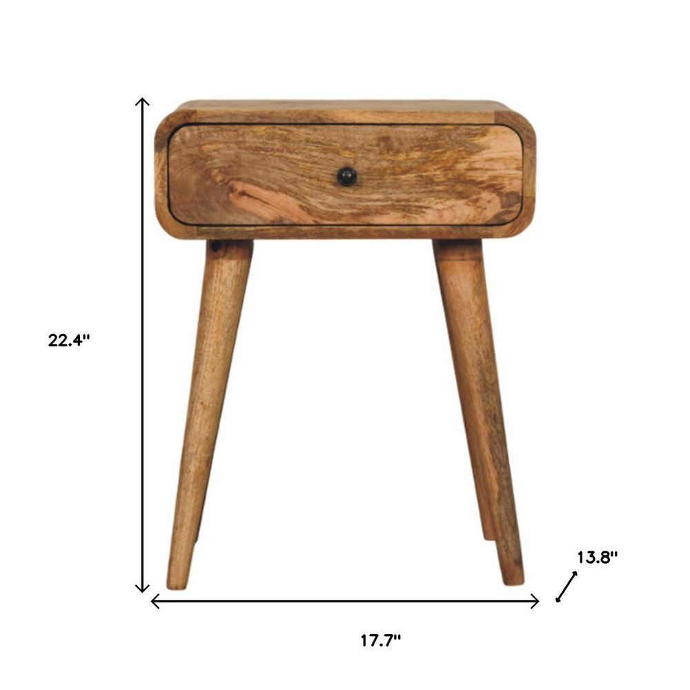 22" Oak Solid Wood One Drawer Nightstand HomeRoots