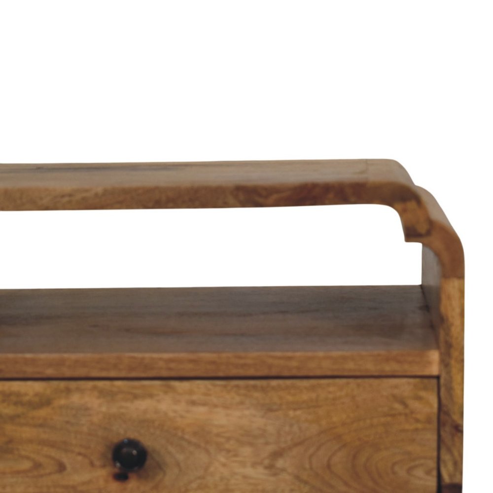 22" Light Brown Solid Wood One Drawer Nightstand — view 4