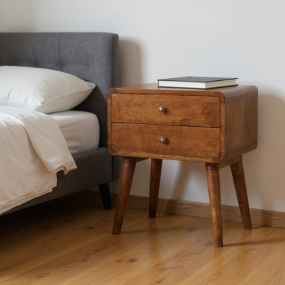 20" Chestnut Solid Wood Two Drawer Nightstand HomeRoots