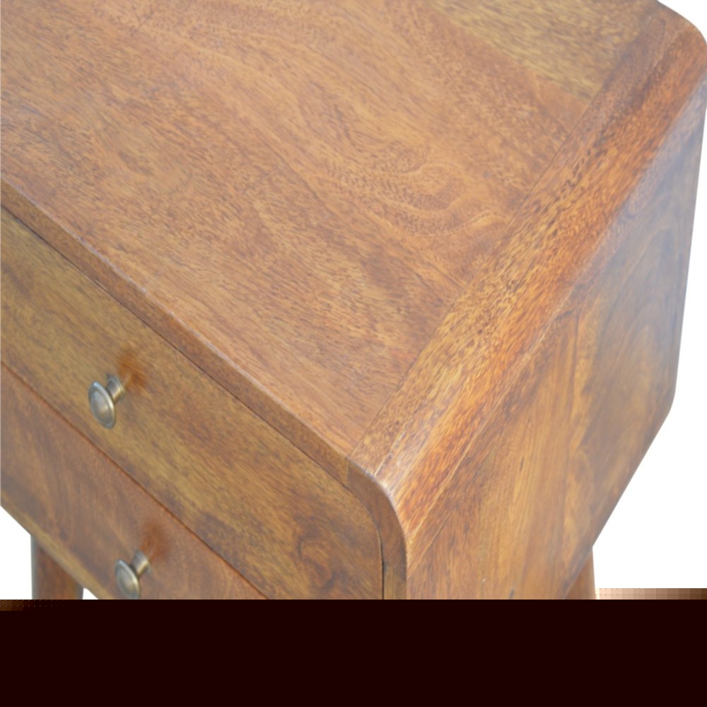 20" Chestnut Solid Wood Two Drawer Nightstand HomeRoots
