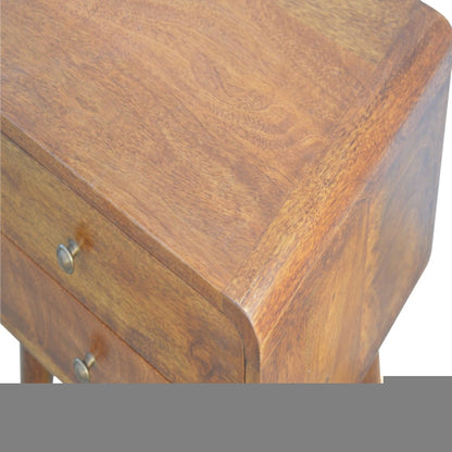 20" Chestnut Solid Wood Two Drawer Nightstand HomeRoots