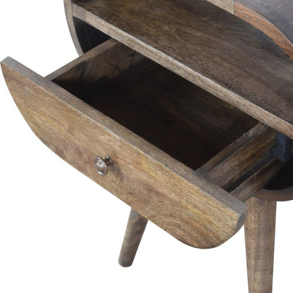 21" Light Brown Solid Wood Round One Drawer Nightstand HomeRoots