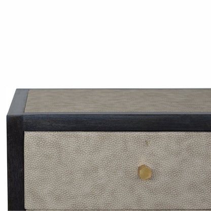 24" Gray And Black Solid Wood And Faux Shagreen Three Drawer Nightstand HomeRoots