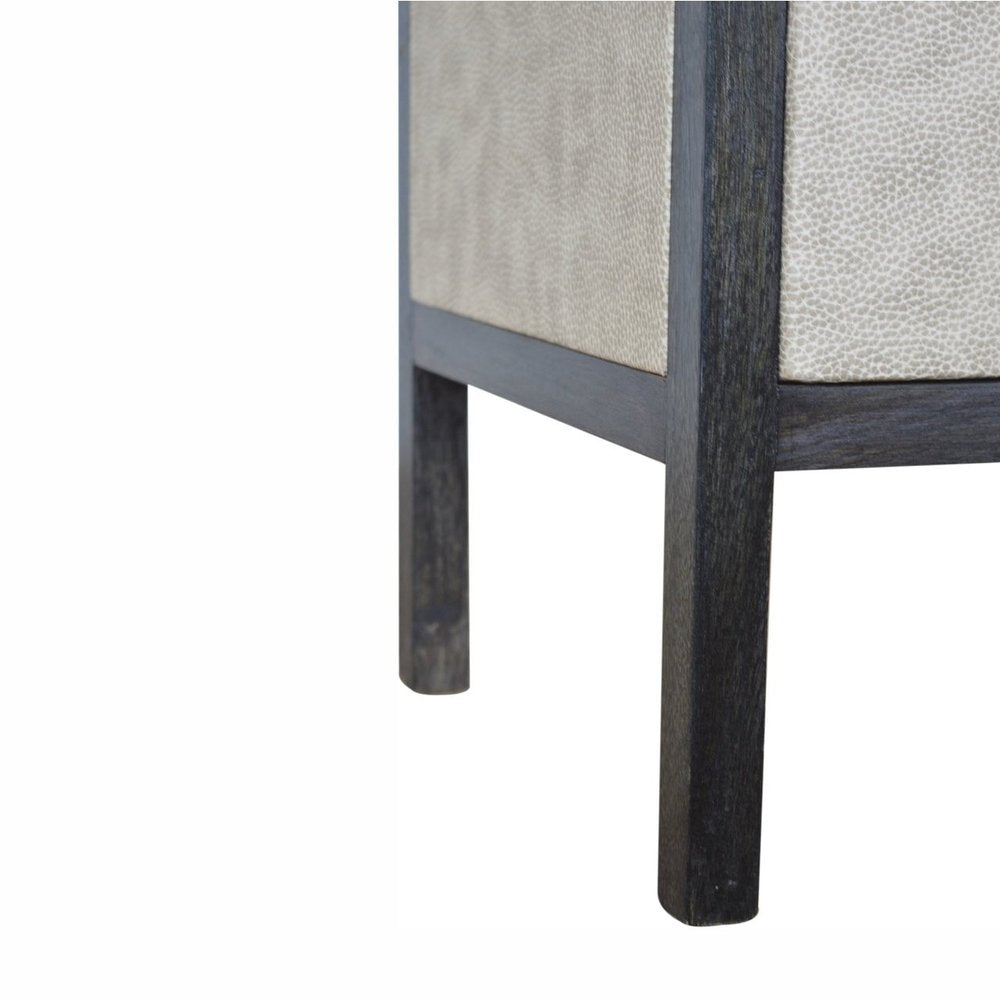 24" Gray And Black Solid Wood And Faux Shagreen Three Drawer Nightstand HomeRoots