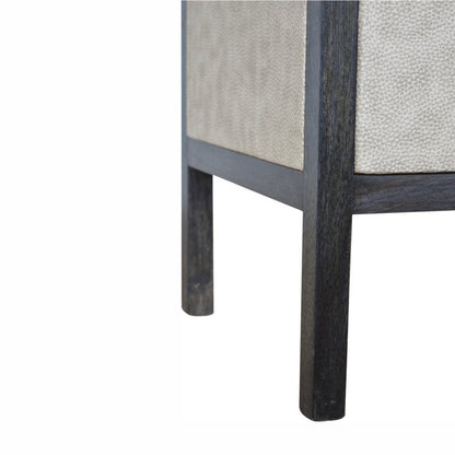 24" Gray And Black Solid Wood And Faux Shagreen Three Drawer Nightstand HomeRoots
