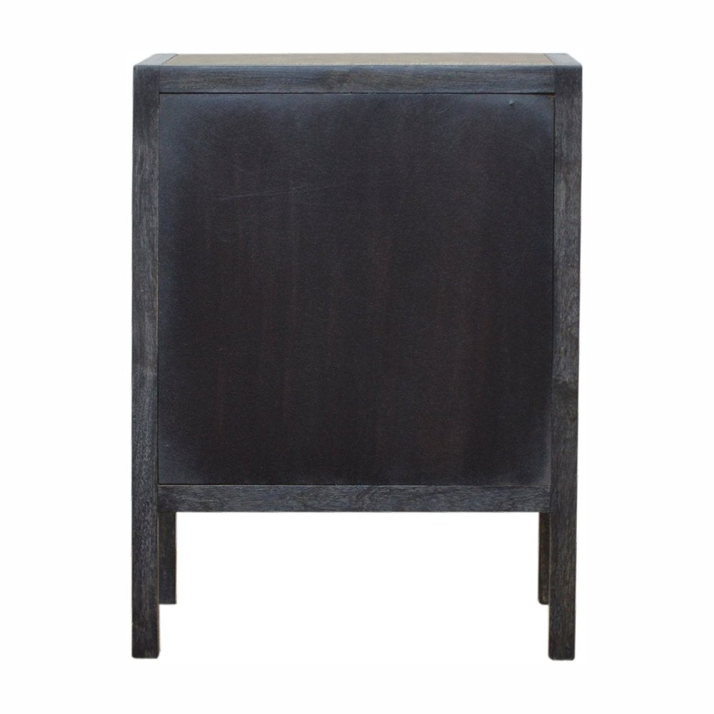 24" Gray And Black Solid Wood And Faux Shagreen Three Drawer Nightstand HomeRoots