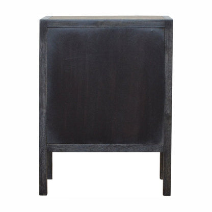24" Gray And Black Solid Wood And Faux Shagreen Three Drawer Nightstand HomeRoots