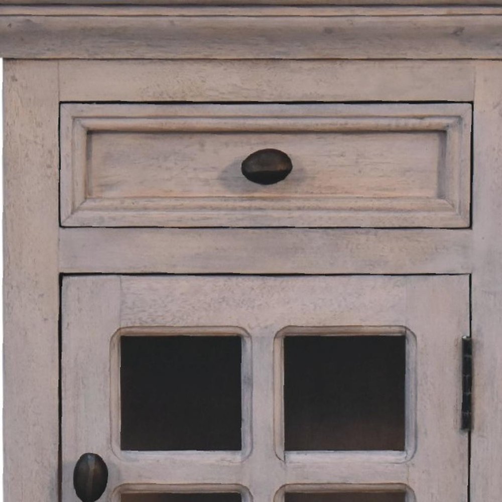 24" Gray Solid Wood And Glass Distressed Two Drawer Nightstand HomeRoots