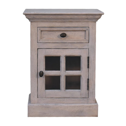 24" Gray Solid Wood And Glass Distressed Two Drawer Nightstand HomeRoots