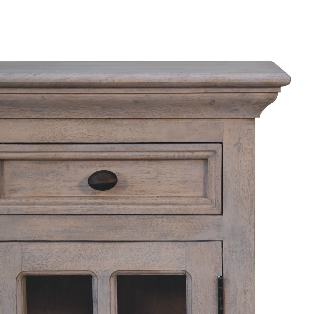 24" Gray Solid Wood And Glass Distressed Two Drawer Nightstand HomeRoots