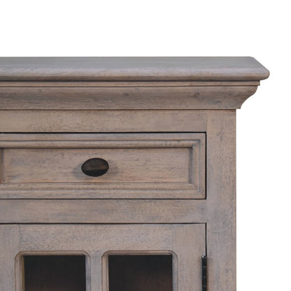 24" Gray Solid Wood And Glass Distressed Two Drawer Nightstand HomeRoots