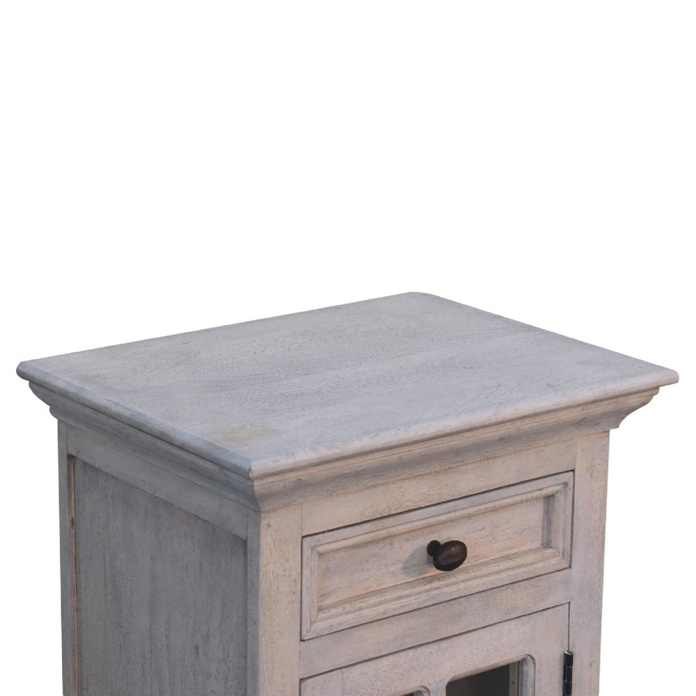 24" Gray Solid Wood And Glass Distressed Two Drawer Nightstand HomeRoots