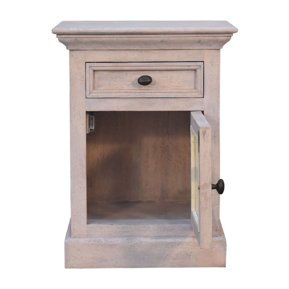 24" Gray Solid Wood And Glass Distressed Two Drawer Nightstand HomeRoots