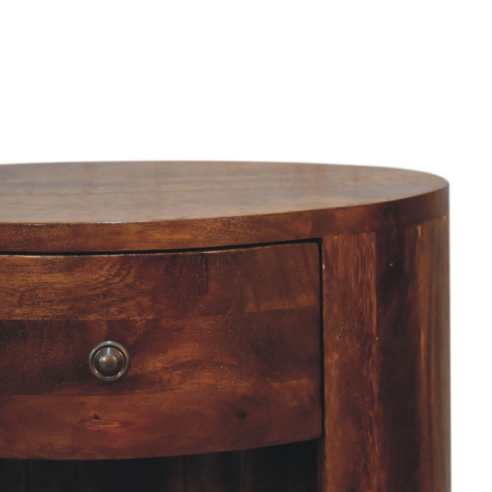 22" Chestnut Solid Wood Oval One Drawer Nightstand HomeRoots