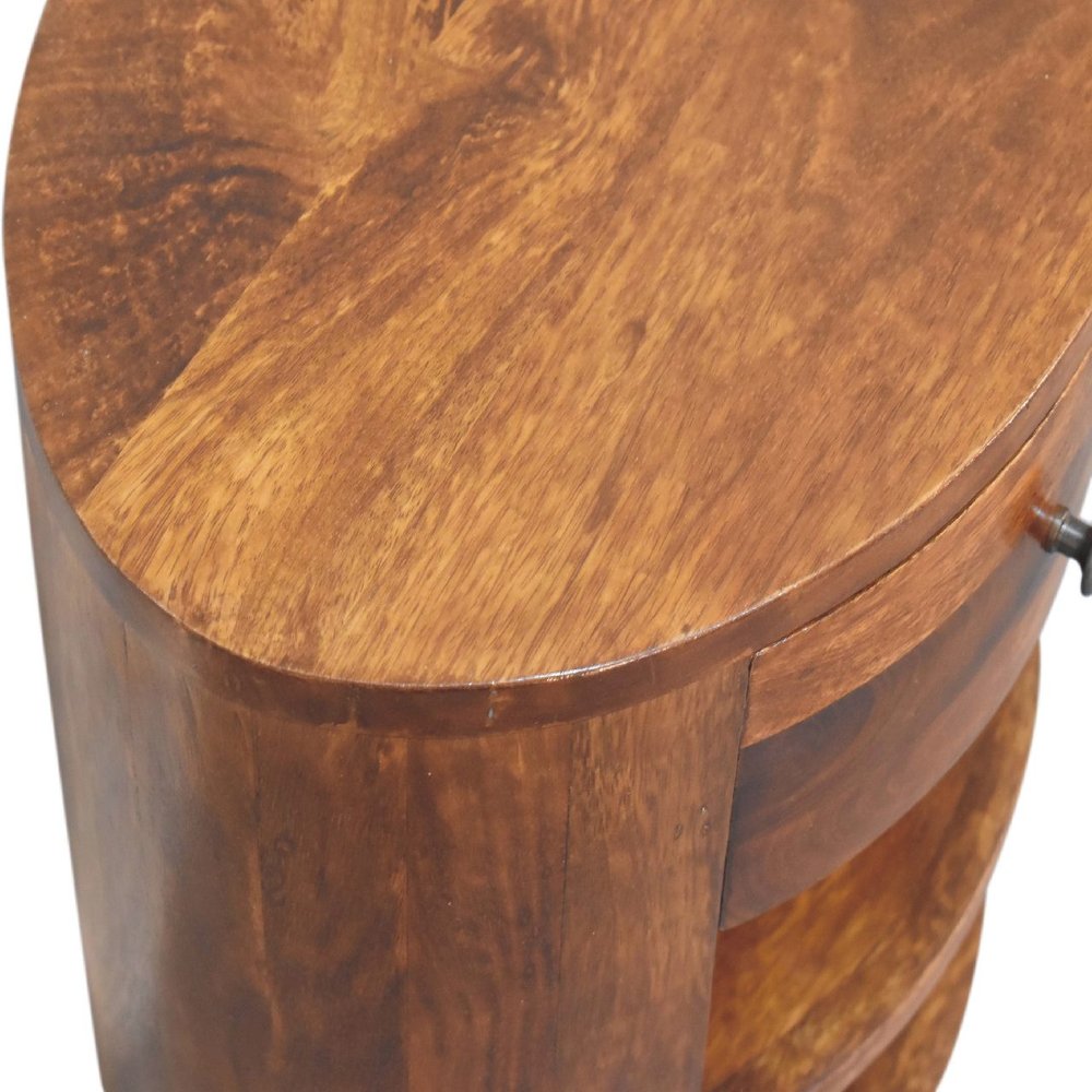 22" Chestnut Solid Wood Oval One Drawer Nightstand HomeRoots