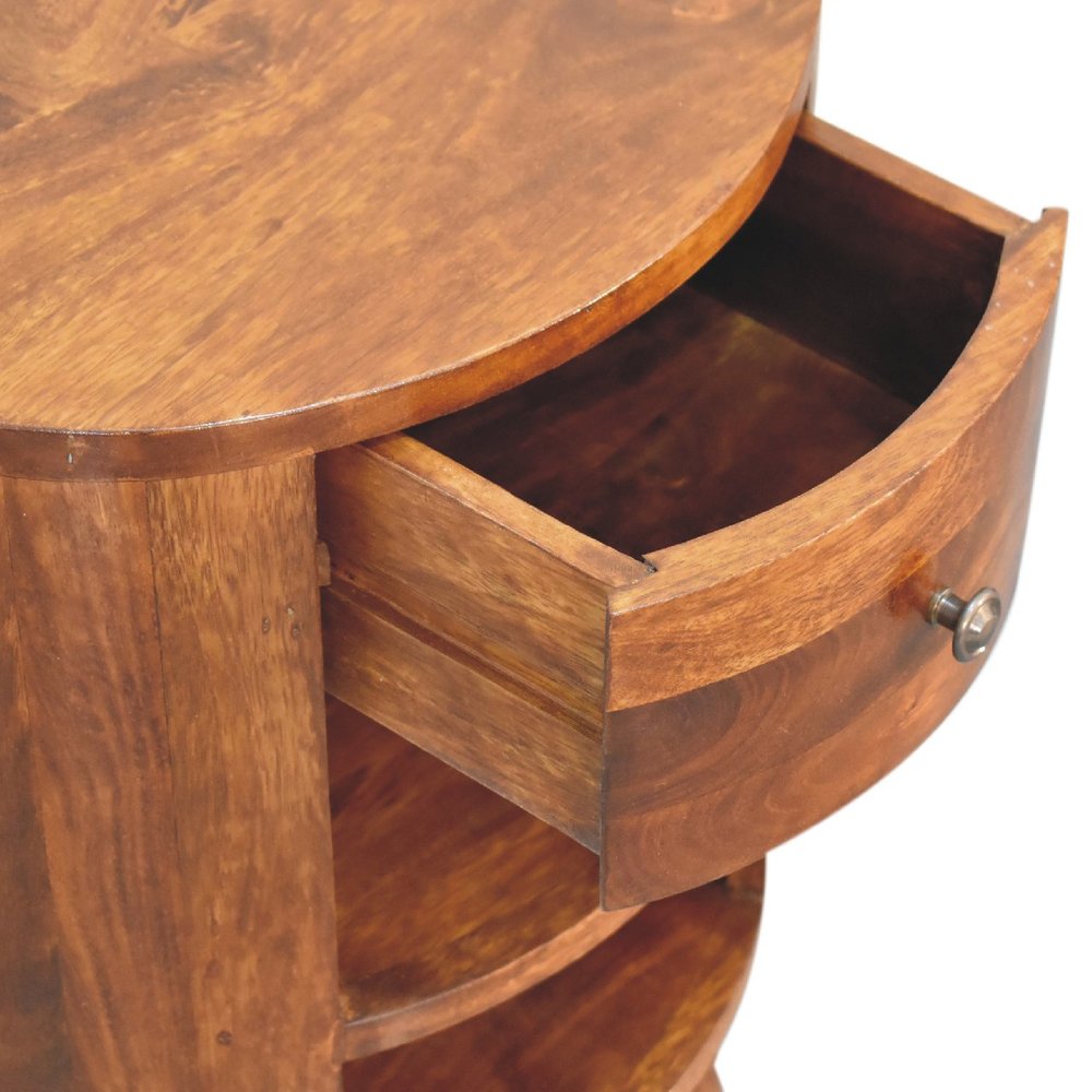 22" Chestnut Solid Wood Oval One Drawer Nightstand HomeRoots