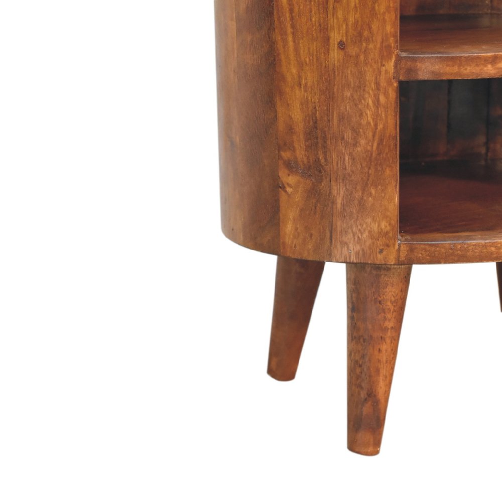 22" Chestnut Solid Wood Oval One Drawer Nightstand HomeRoots