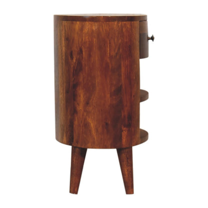 22" Chestnut Solid Wood Oval One Drawer Nightstand HomeRoots
