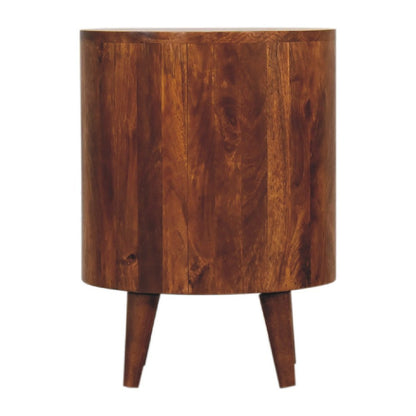 22" Chestnut Solid Wood Oval One Drawer Nightstand HomeRoots