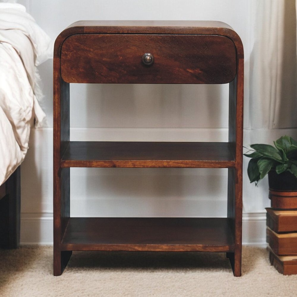 24" Chestnut Solid Wood One Drawer Nightstand HomeRoots
