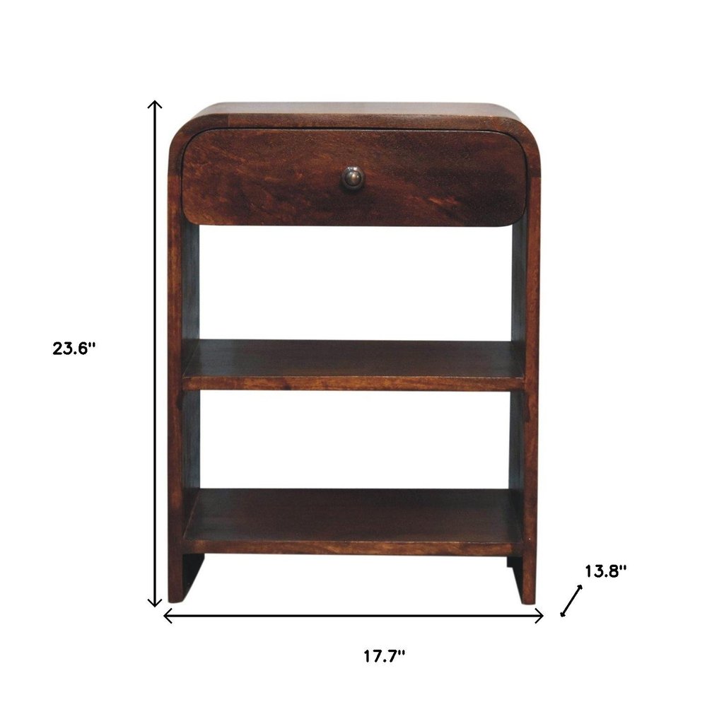 24" Chestnut Solid Wood One Drawer Nightstand