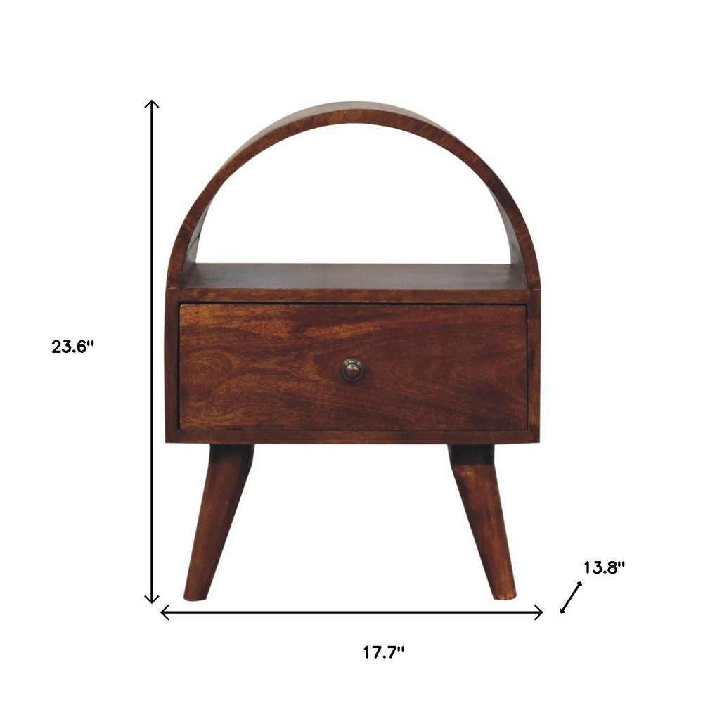 24" Chestnut Solid Wood Oval Top One Drawer Nightstand HomeRoots