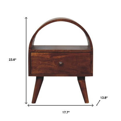 24" Chestnut Solid Wood Oval Top One Drawer Nightstand HomeRoots