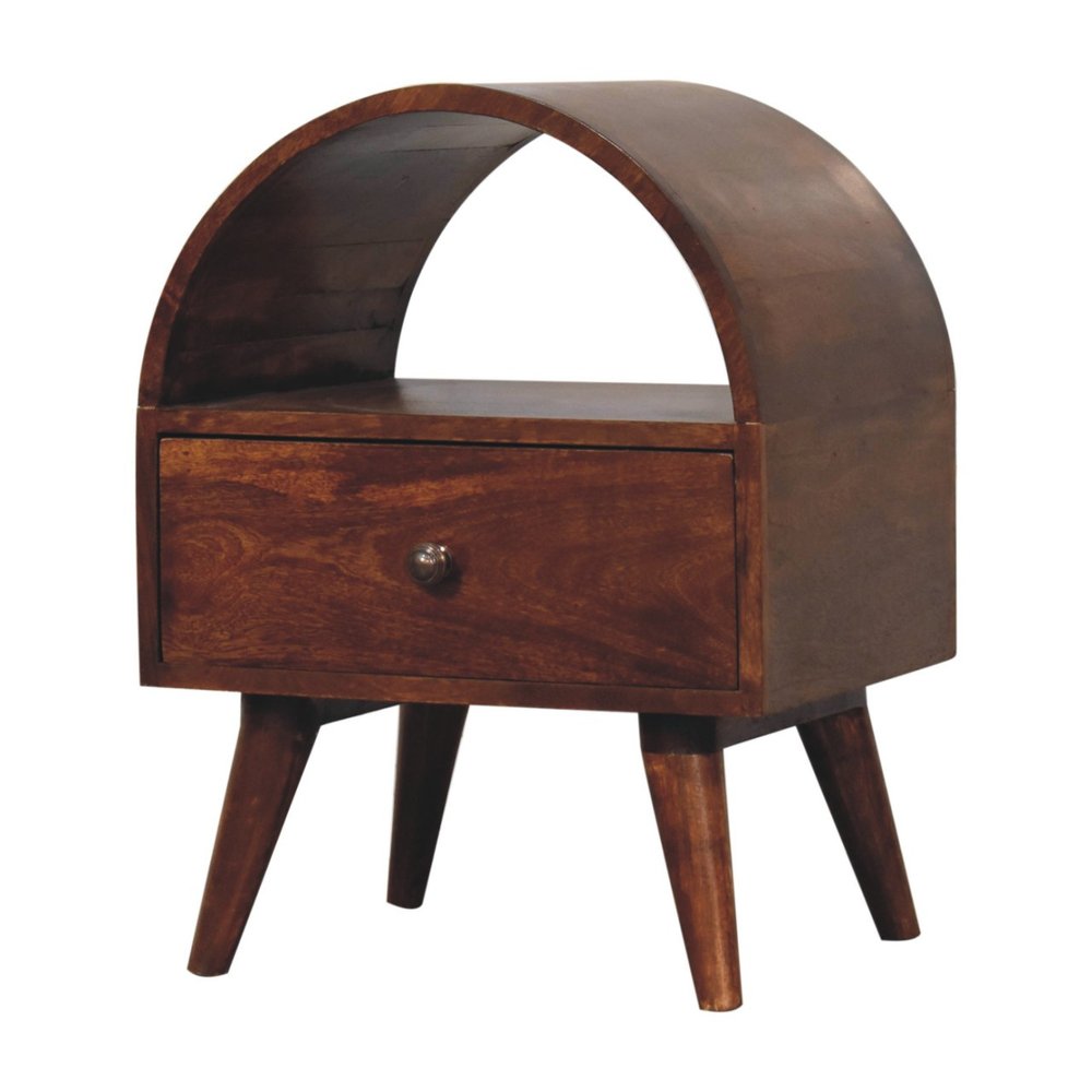 24" Chestnut Solid Wood Oval Top One Drawer Nightstand HomeRoots