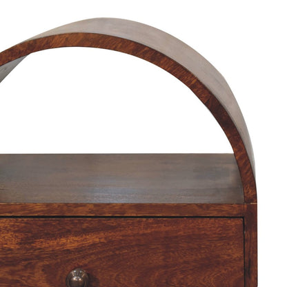 24" Chestnut Solid Wood Oval Top One Drawer Nightstand HomeRoots
