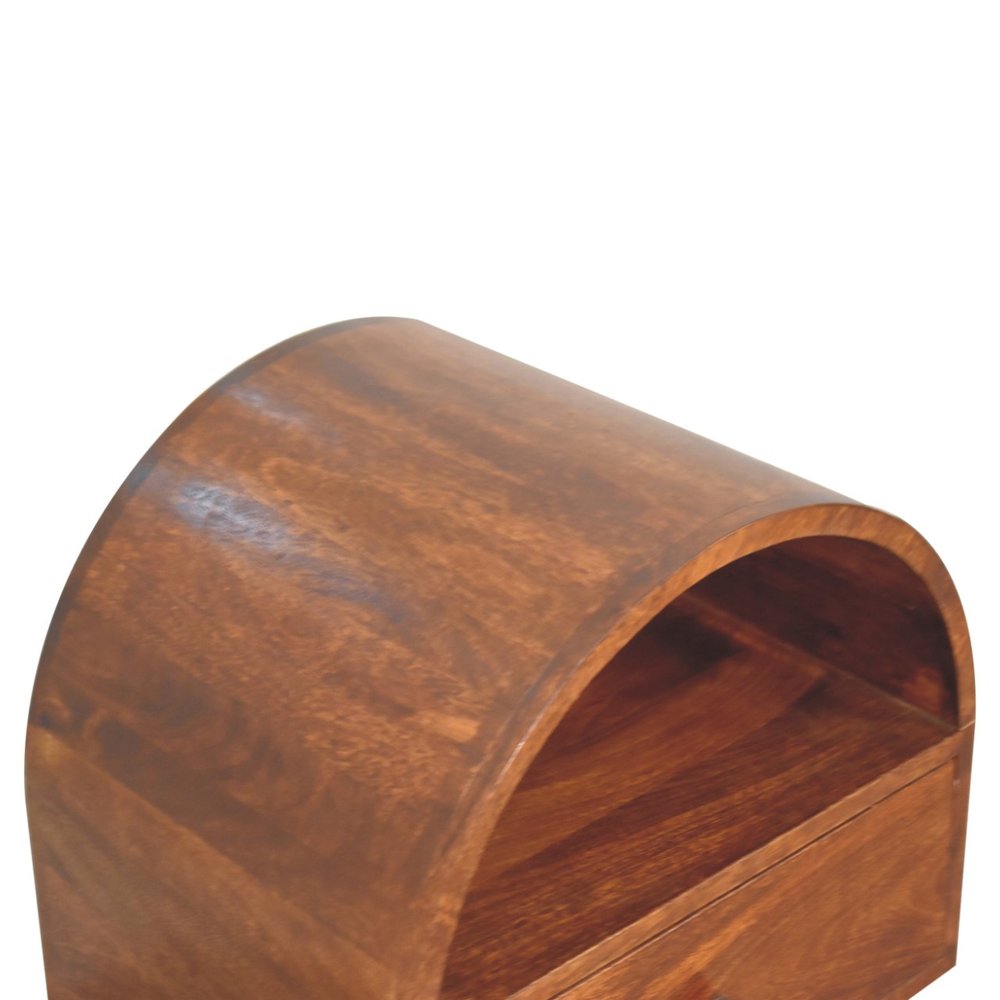 24" Chestnut Solid Wood Oval Top One Drawer Nightstand HomeRoots