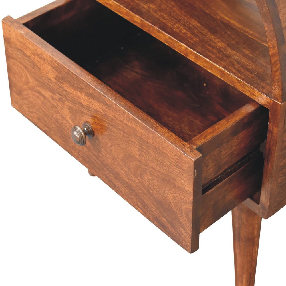 24" Chestnut Solid Wood Oval Top One Drawer Nightstand HomeRoots
